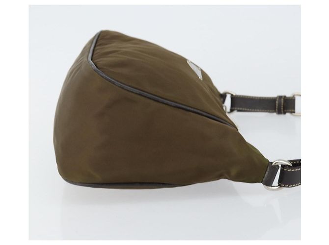 PRADA Schultertasche Nylon Khaki Silber Authentisch 145010 - Ansicht 4