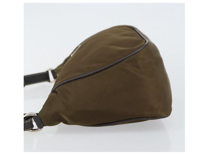 PRADA Schultertasche Nylon Khaki Silber Authentisch 145010 - Ansicht 5