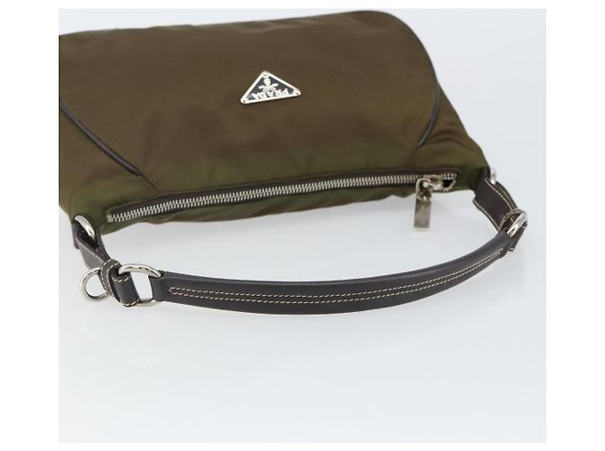 PRADA Schultertasche Nylon Khaki Silber Authentisch 145010 - Ansicht 7