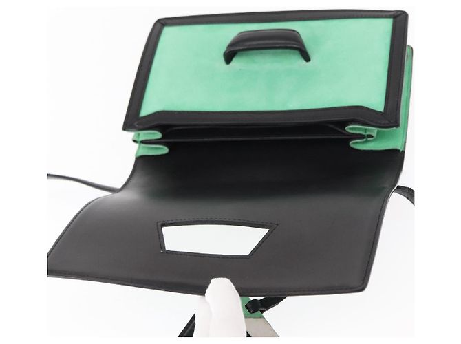 Borsa a Spalla LOEWE Barcelona in Pelle Suede Verde Argento Autentica 153905 - vista 10