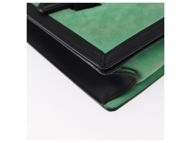 Borsa a Spalla LOEWE Barcelona in Pelle Suede Verde Argento Autentica 153905 - vista 14