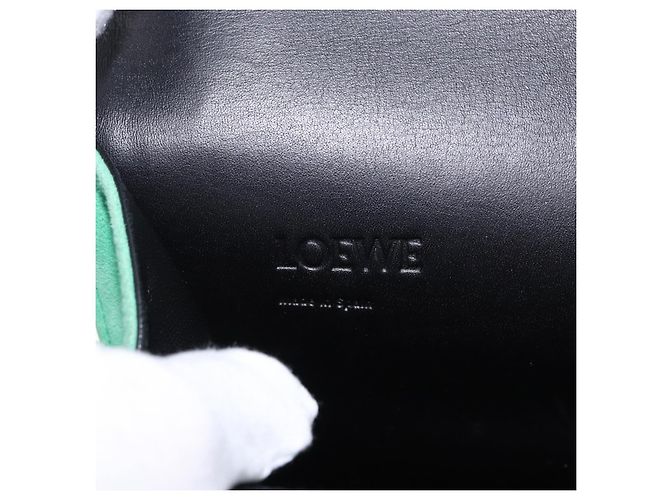 Borsa a Spalla LOEWE Barcelona in Pelle Suede Verde Argento Autentica 153905 - vista 18