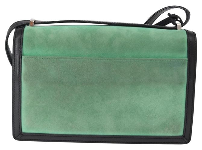 Borsa a Spalla LOEWE Barcelona in Pelle Suede Verde Argento Autentica 153905 - vista 2