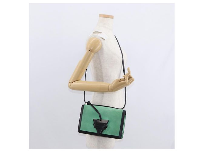 Borsa a Spalla LOEWE Barcelona in Pelle Suede Verde Argento Autentica 153905 - vista 22