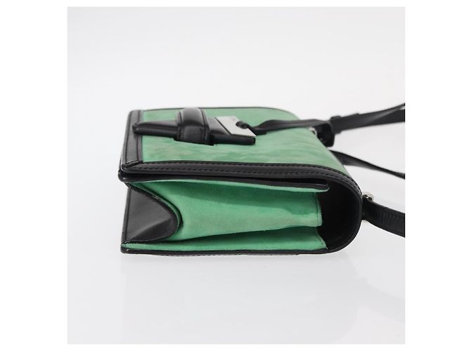 Borsa a Spalla LOEWE Barcelona in Pelle Suede Verde Argento Autentica 153905 - vista 3