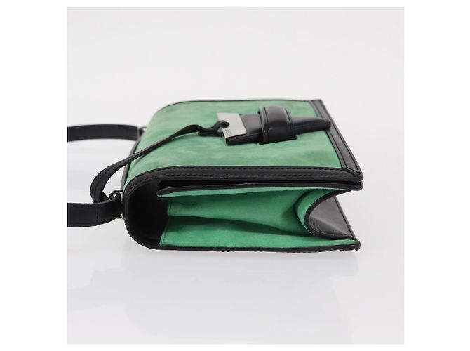 Borsa a Spalla LOEWE Barcelona in Pelle Suede Verde Argento Autentica 153905 - vista 4