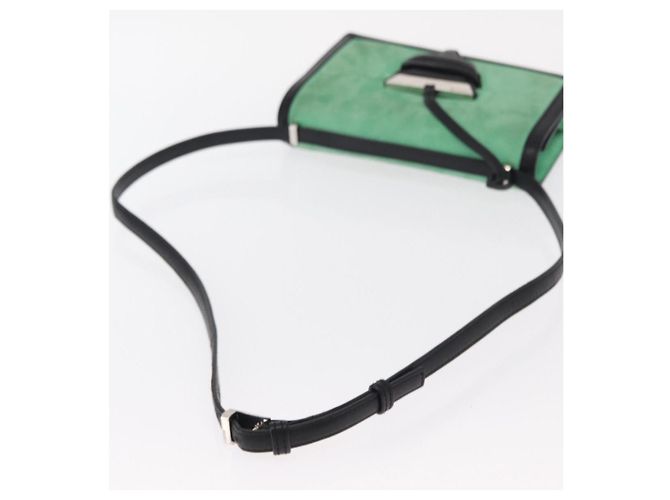 Borsa a Spalla LOEWE Barcelona in Pelle Suede Verde Argento Autentica 153905 - vista 7