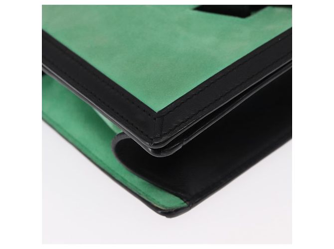 Borsa a Spalla LOEWE Barcelona in Pelle Suede Verde Argento Autentica 153905 - vista 9