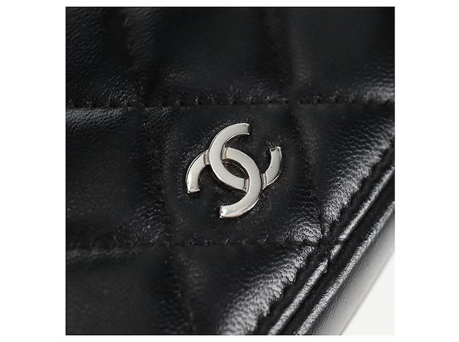 Vanity CHANEL Pochette Matelassé in Pelle di Agnello Nera Argento CC Auth 142565M Nero - vista 14
