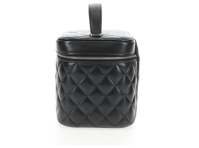 Vanity CHANEL Pochette Matelassé in Pelle di Agnello Nera Argento CC Auth 142565M Nero - vista 4