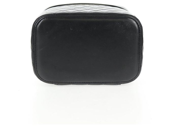 Vanity CHANEL Pochette Matelassé in Pelle di Agnello Nera Argento CC Auth 142565M Nero - vista 9