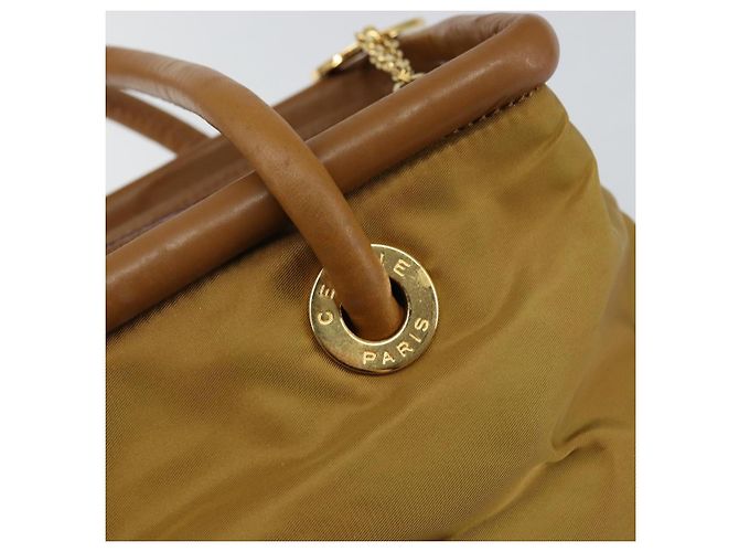 Céline Borsa a mano CELINE in nylon marrone oro Auth 143497 D'oro - vista 14