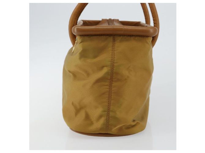 Céline Borsa a mano CELINE in nylon marrone oro Auth 143497 D'oro - vista 4