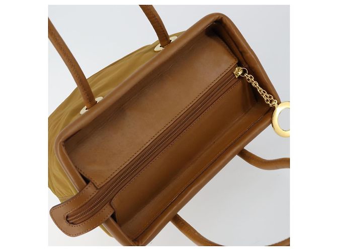 Céline Borsa a mano CELINE in nylon marrone oro Auth 143497 D'oro - vista 6