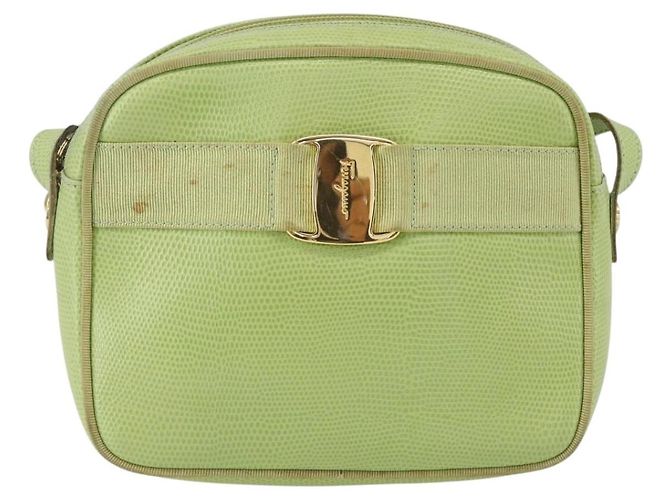 Borsa a Spalla Vala in Pelle Verde Oro Auth BA8392 di Salvatore Ferragamo D'oro - vista 2