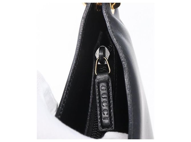 Borsa a Spalla in Pelle Gucci Bamboo Nera Oro 001 3007 Auth gh1309 Nero D'oro - vista 14
