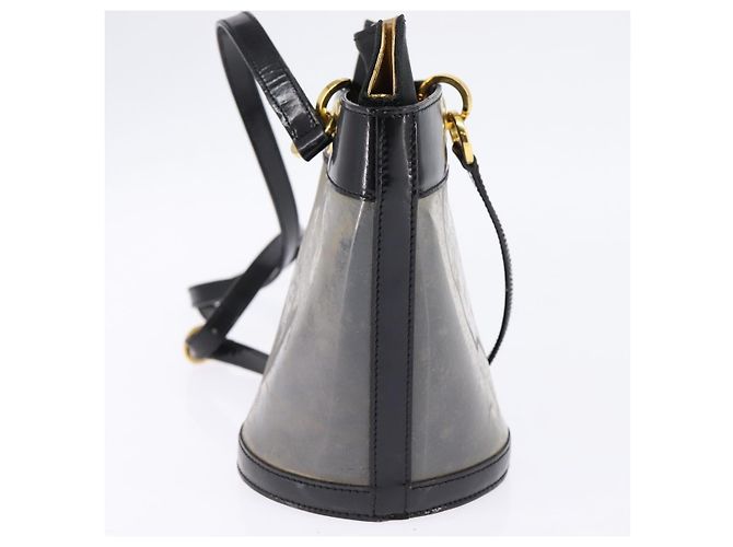 Borsa a Spalla Gancini in Vinile Nero e Oro Auth 145025 di Salvatore Ferragamo D'oro - vista 4
