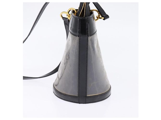 Borsa a Spalla Gancini in Vinile Nero e Oro Auth 145025 di Salvatore Ferragamo D'oro - vista 5