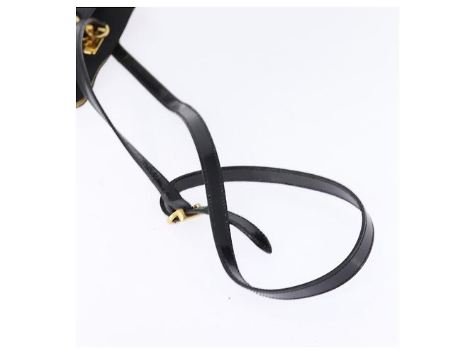 Borsa a Spalla Gancini in Vinile Nero e Oro Auth 145025 di Salvatore Ferragamo D'oro - vista 7