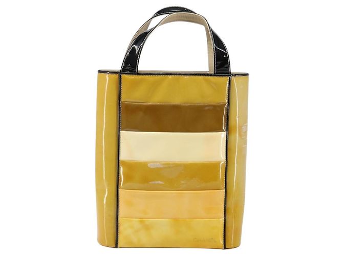 CHANEL Tote Bag Emaille Gelbgold CC Auth gh968 Golden - Ansicht 2