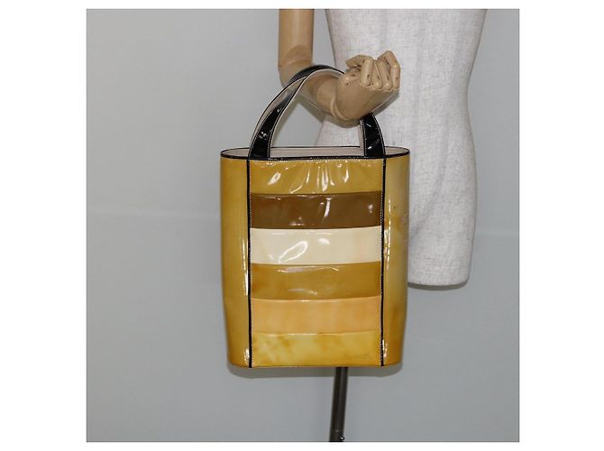 CHANEL Tote Bag Emaille Gelbgold CC Auth gh968 Golden - Ansicht 23