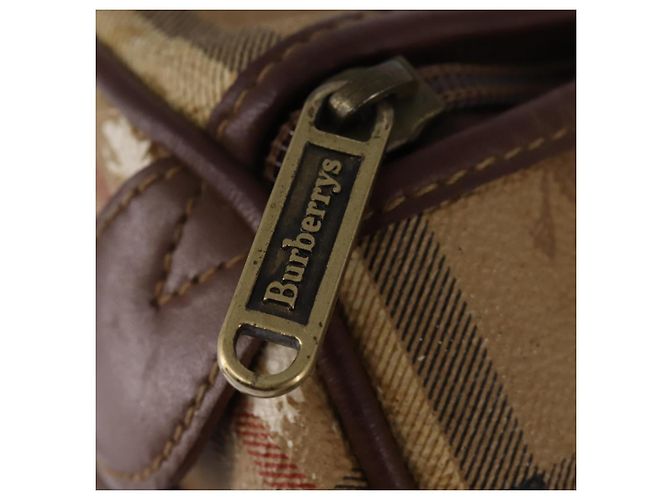 Autre Marque Borsa Boston in PVC beige e oro Nova Check di Burberrys Auth gh919 D'oro - vista 15