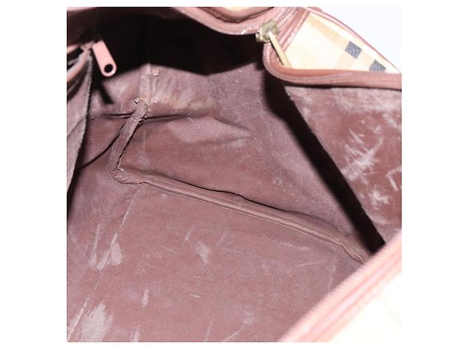 Autre Marque Borsa Boston in PVC beige e oro Nova Check di Burberrys Auth gh919 D'oro - vista 17