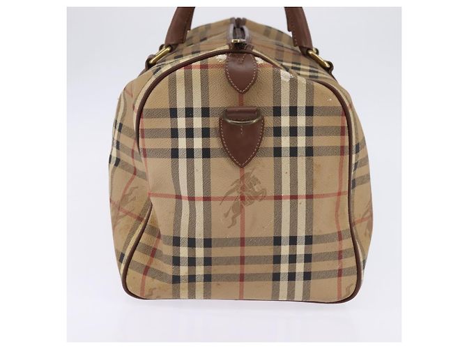 Autre Marque Borsa Boston in PVC beige e oro Nova Check di Burberrys Auth gh919 D'oro - vista 4