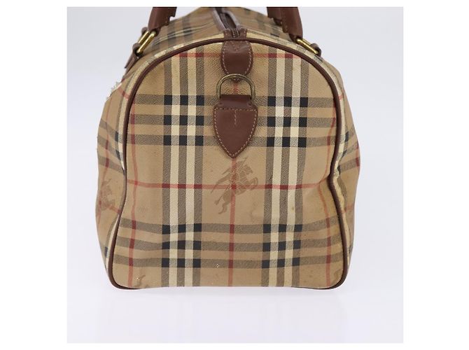 Autre Marque Borsa Boston in PVC beige e oro Nova Check di Burberrys Auth gh919 D'oro - vista 5