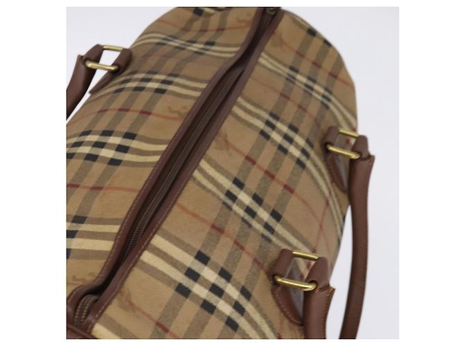 Autre Marque Borsa Boston in PVC beige e oro Nova Check di Burberrys Auth gh919 D'oro - vista 6