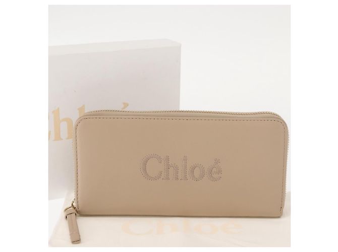 Chloé Cartera Larga de Cuero Beige Chloe Sense Auth 148479 - vista 12