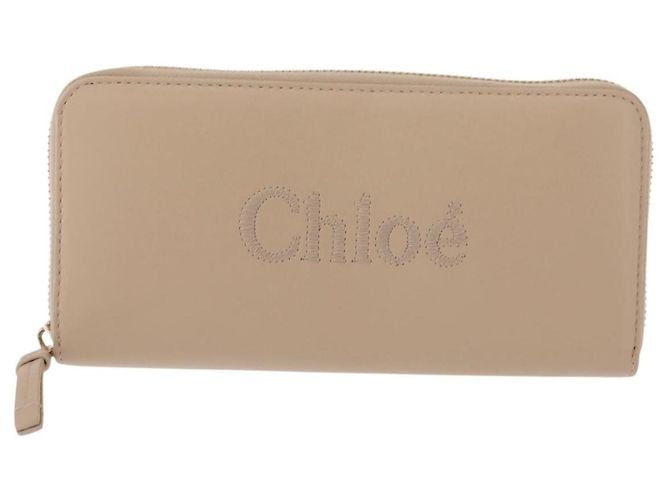 Chloé Cartera Larga de Cuero Beige Chloe Sense Auth 148479 - vista 13
