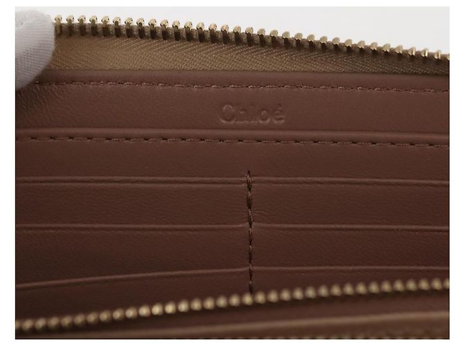 Chloé Cartera Larga de Cuero Beige Chloe Sense Auth 148479 - vista 17
