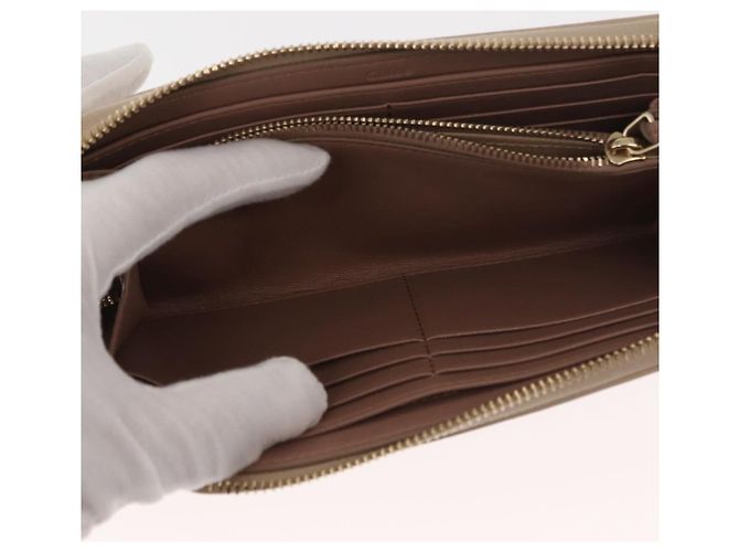 Chloé Cartera Larga de Cuero Beige Chloe Sense Auth 148479 - vista 18