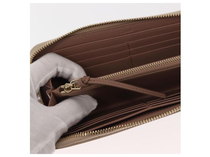 Chloé Cartera Larga de Cuero Beige Chloe Sense Auth 148479 - vista 20