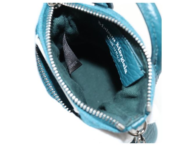 Autre Marque Mini borsa a mano in pelle 2 in 1 Maison Margiela blu argento autentica 128504M - vista 10