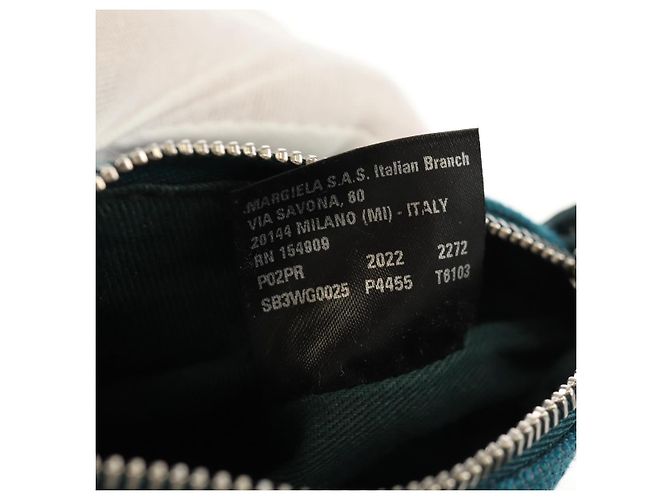 Autre Marque Mini borsa a mano in pelle 2 in 1 Maison Margiela blu argento autentica 128504M - vista 11