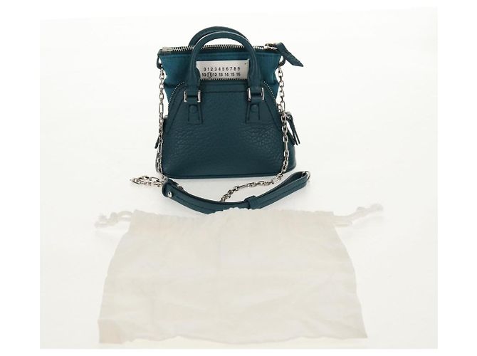 Autre Marque Mini borsa a mano in pelle 2 in 1 Maison Margiela blu argento autentica 128504M - vista 12