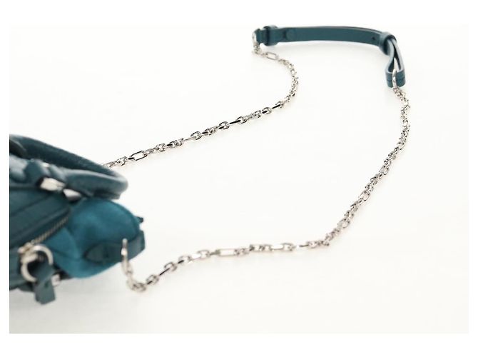 Autre Marque Mini borsa a mano in pelle 2 in 1 Maison Margiela blu argento autentica 128504M - vista 15