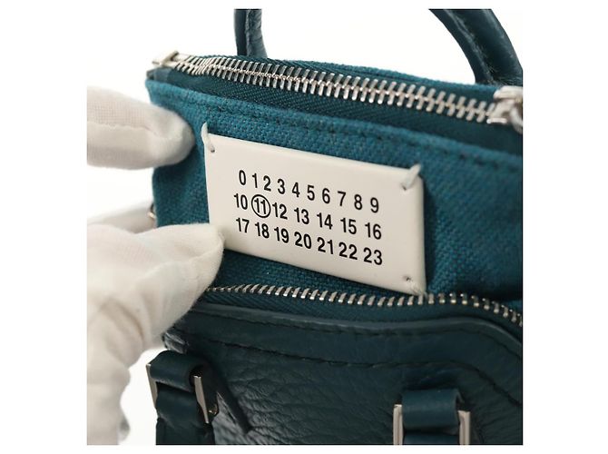 Autre Marque Mini borsa a mano in pelle 2 in 1 Maison Margiela blu argento autentica 128504M - vista 20