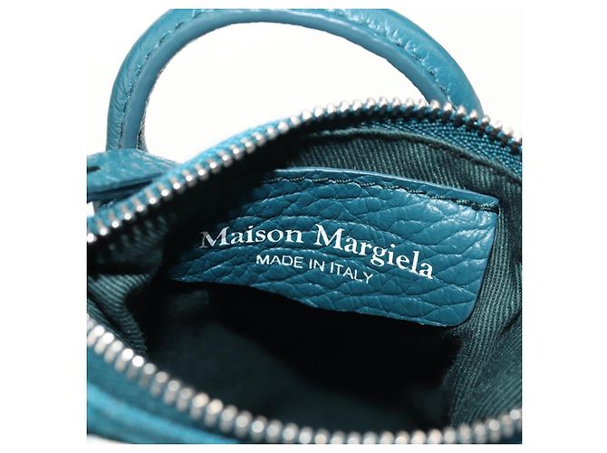 Autre Marque Mini borsa a mano in pelle 2 in 1 Maison Margiela blu argento autentica 128504M - vista 22
