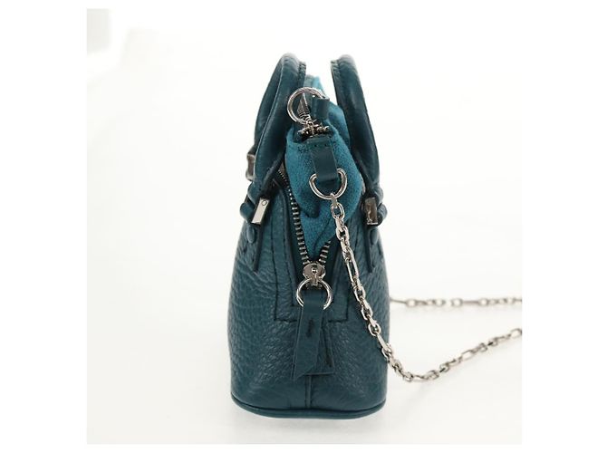 Autre Marque Mini borsa a mano in pelle 2 in 1 Maison Margiela blu argento autentica 128504M - vista 4