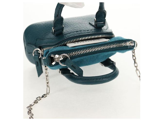 Autre Marque Mini borsa a mano in pelle 2 in 1 Maison Margiela blu argento autentica 128504M - vista 6