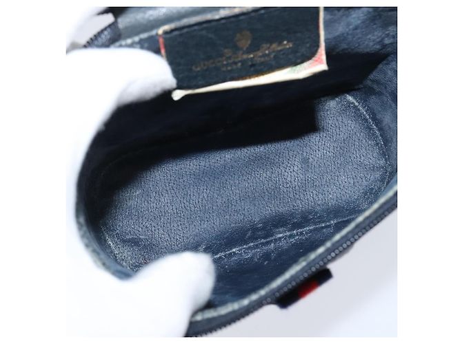 Borsa a Spalla Gucci GG Supreme Sherry Line PVC Blu Navy Oro 904 02 070 Auth 151004 D'oro - vista 11