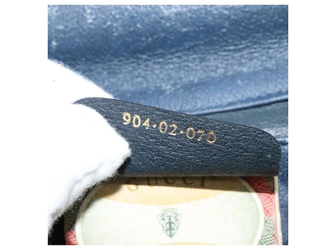 Borsa a Spalla Gucci GG Supreme Sherry Line PVC Blu Navy Oro 904 02 070 Auth 151004 D'oro - vista 12