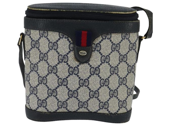 Borsa a Spalla Gucci GG Supreme Sherry Line PVC Blu Navy Oro 904 02 070 Auth 151004 D'oro - vista 13