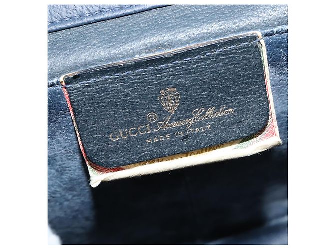Borsa a Spalla Gucci GG Supreme Sherry Line PVC Blu Navy Oro 904 02 070 Auth 151004 D'oro - vista 18