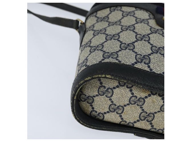 Borsa a Spalla Gucci GG Supreme Sherry Line PVC Blu Navy Oro 904 02 070 Auth 151004 D'oro - vista 9