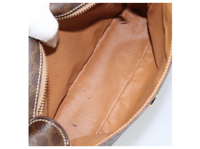 Céline Borsa a spalla circolare in tela Macadam CELINE in pelle PVC marrone oro Auth 150513 D'oro - vista 10