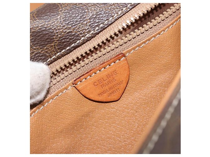 Céline Borsa a spalla circolare in tela Macadam CELINE in pelle PVC marrone oro Auth 150513 D'oro - vista 12